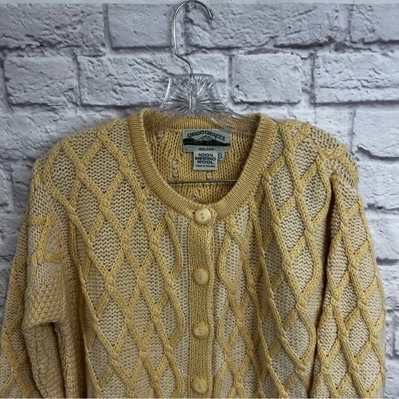 Vintage Aran Crafts merino wool fisherman Irish cardigan sweater women’s small - Picture 3 of 8